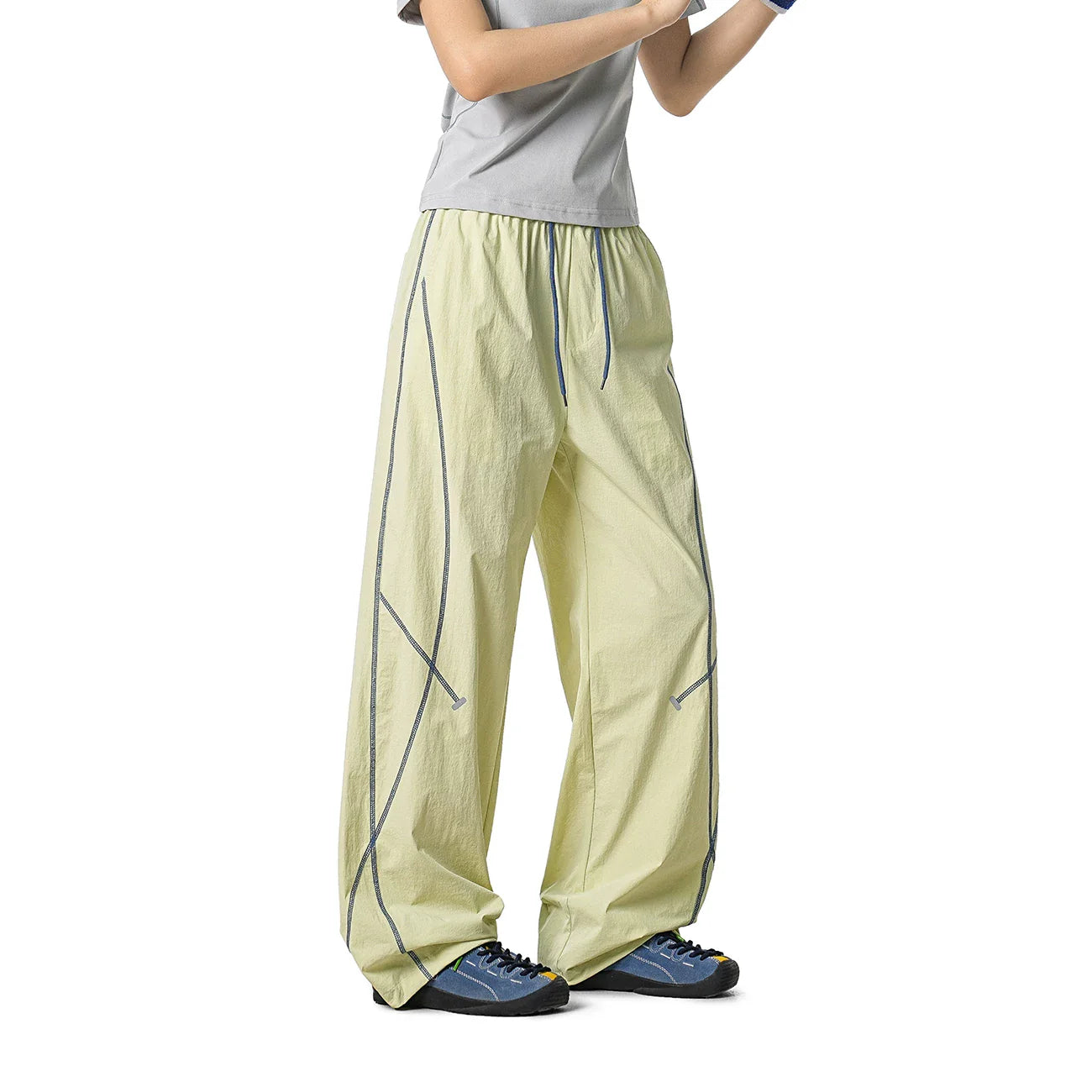 Lightweight Contrast Coverstitched Track Pants