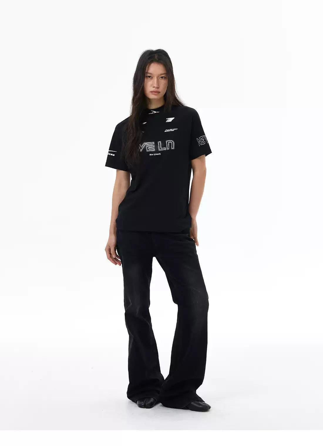Logo Print Racing Style T-Shirt