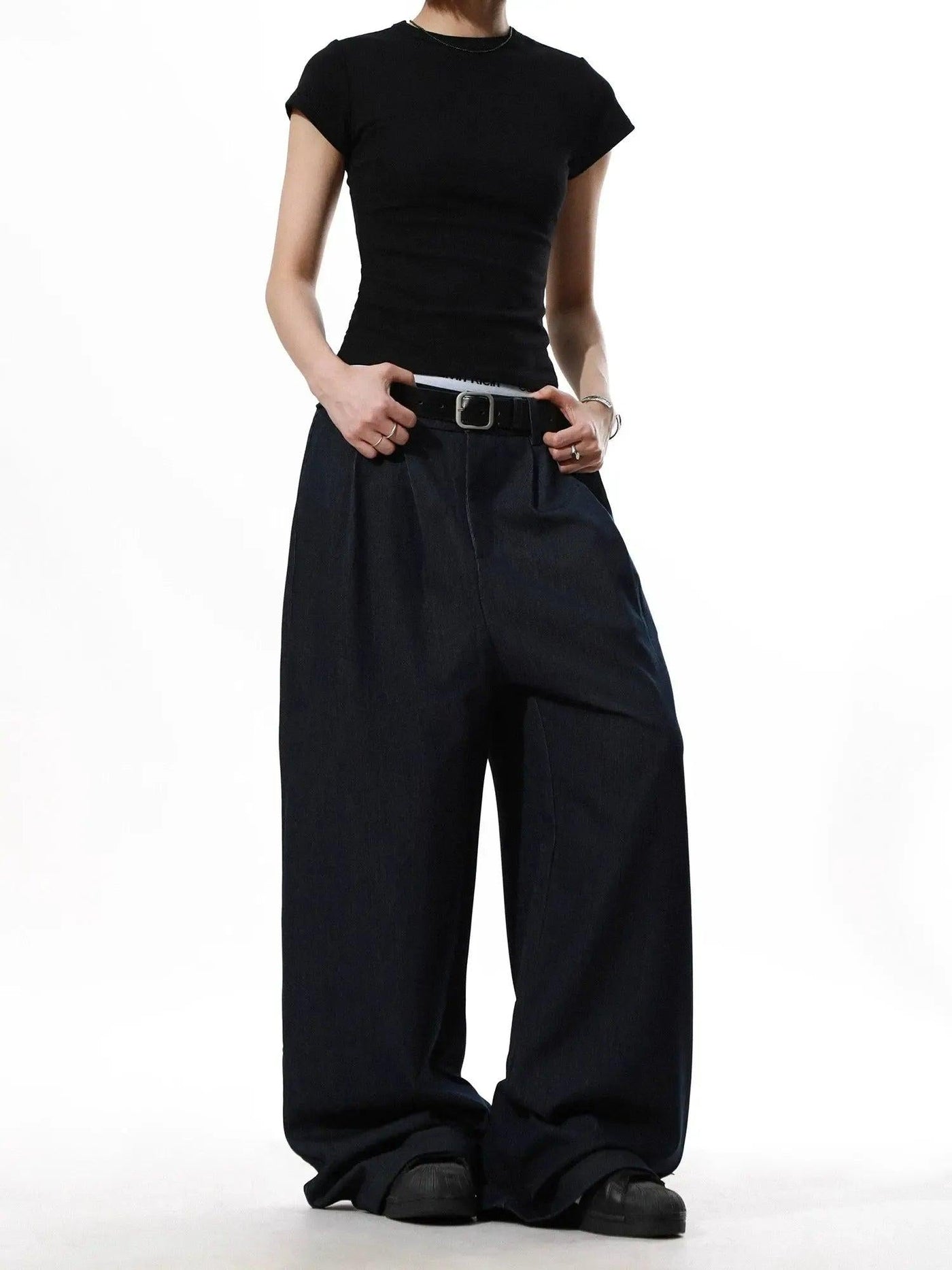 Drapey Pleated Wide Leg Trousers