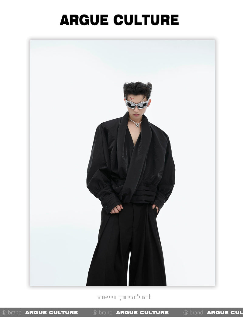 Shoulder Pad Loose V-Neck Shirt