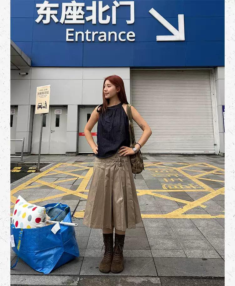 Knot Solid Sleeveless Blouse