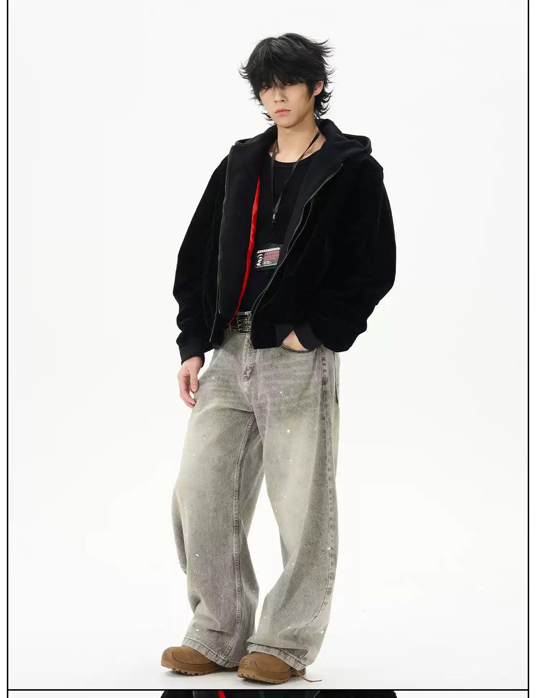 Ink-Splashed Wide Cut Jeans