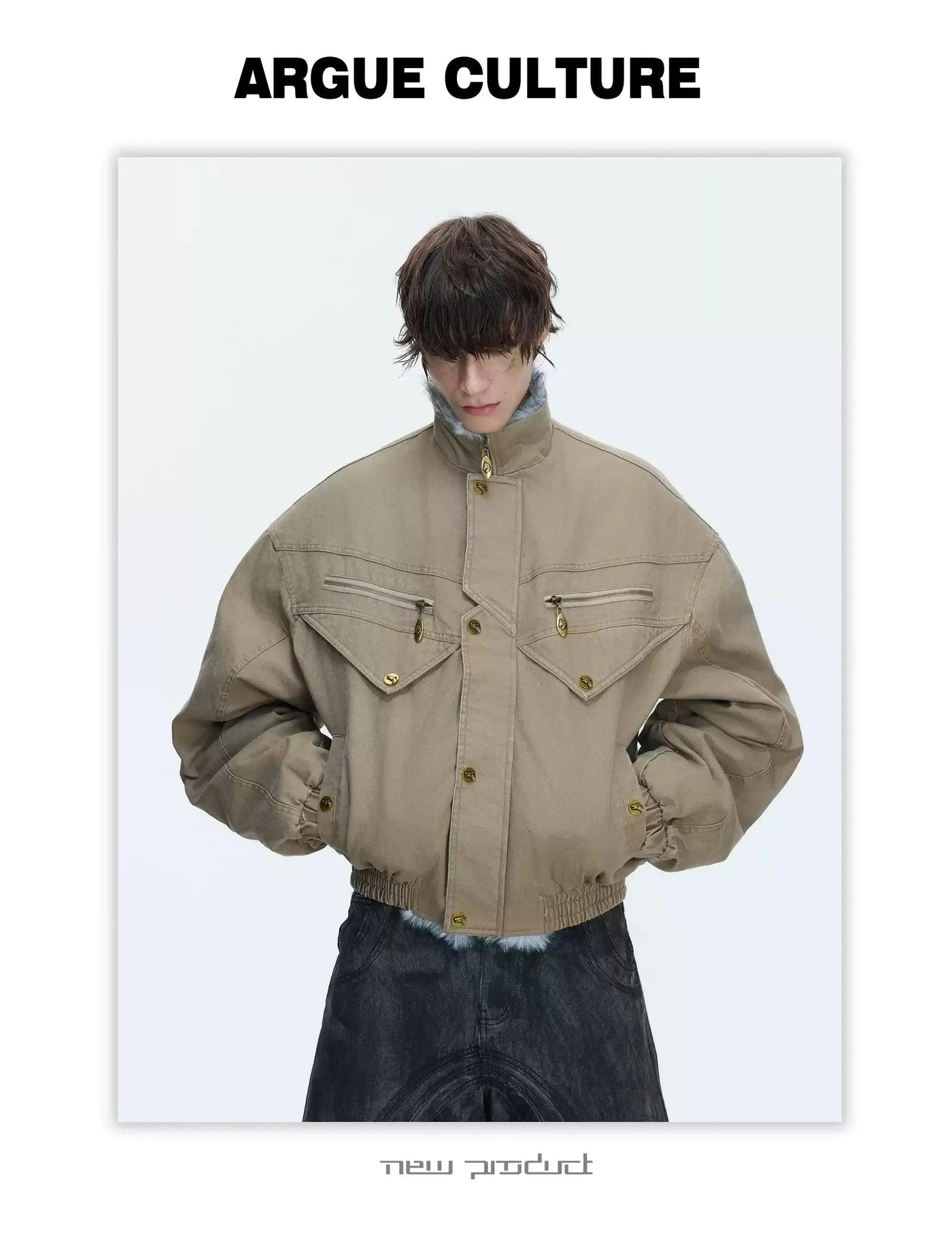 Slant Zippers Workwear Denim Jacket