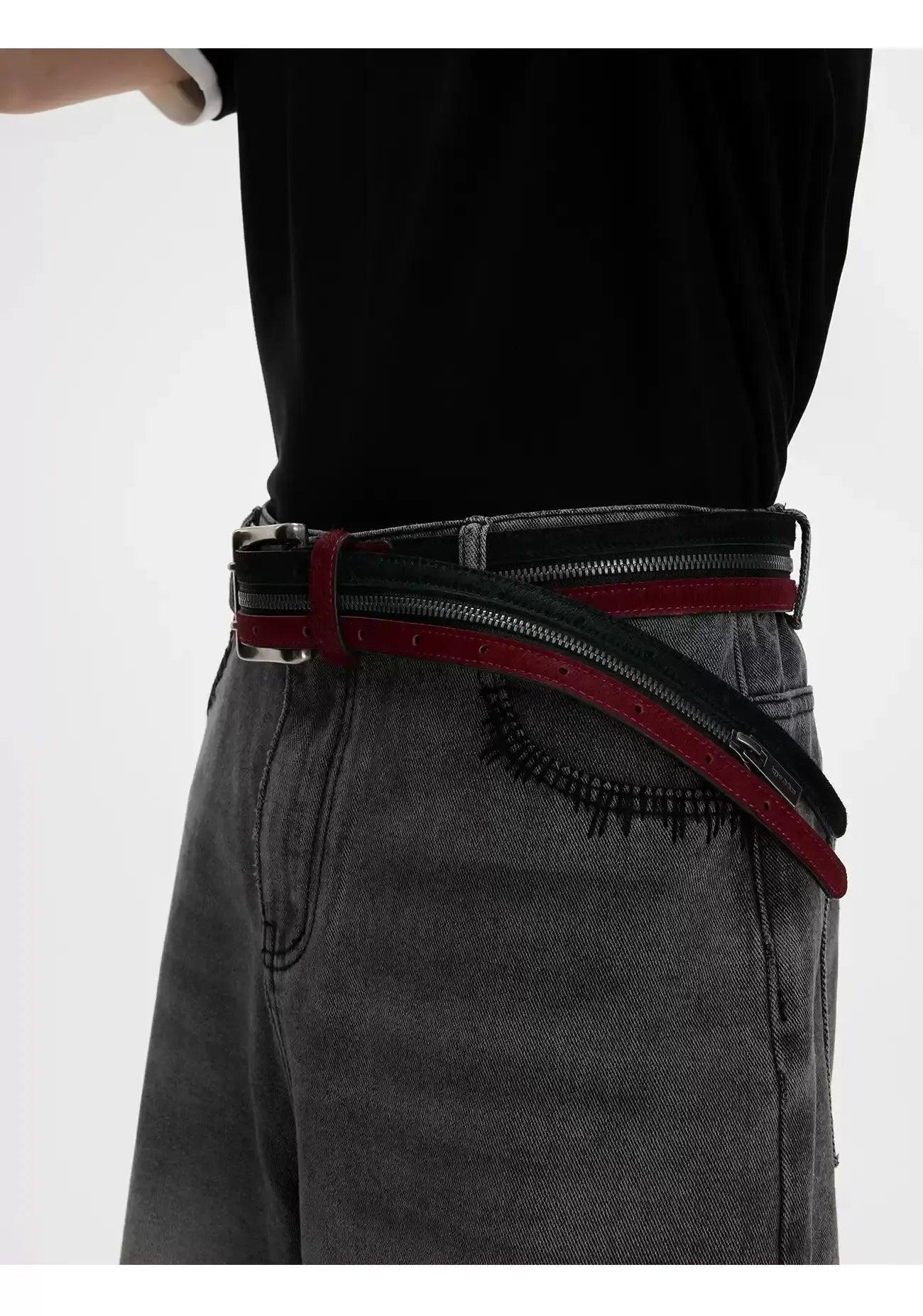 Contrast Color Zipped Belt