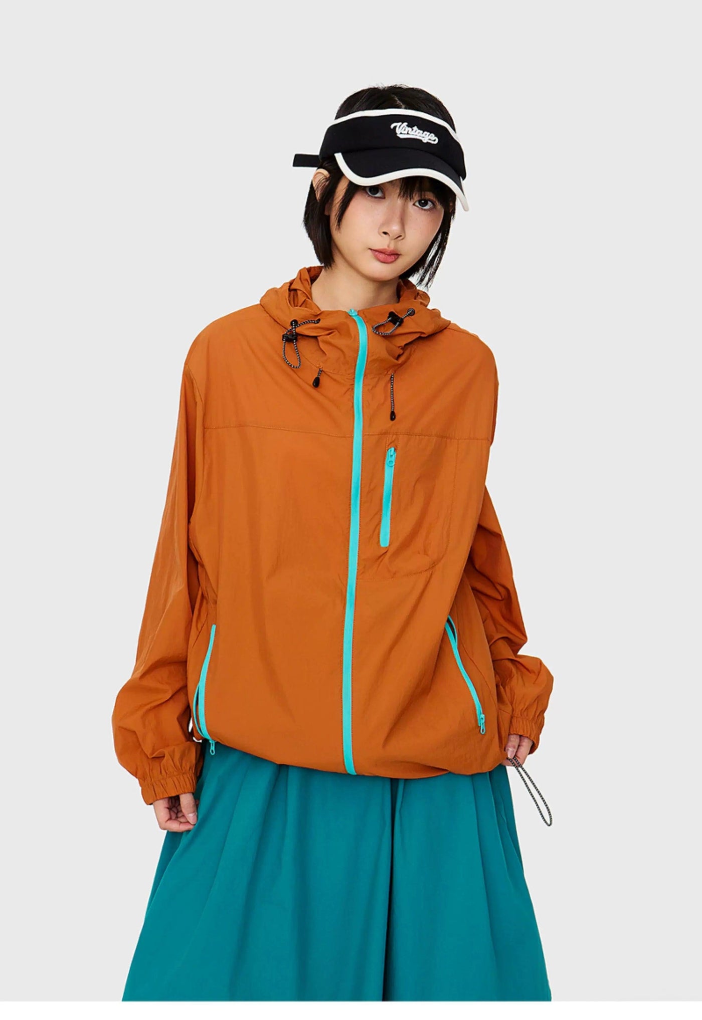 Lightweight Contrast Zipper UV-Protective Jacket