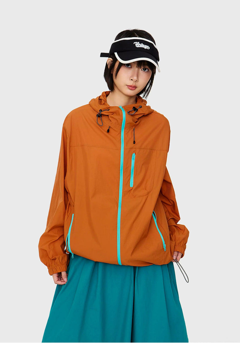 Lightweight Contrast Zipper UV-Protective Jacket