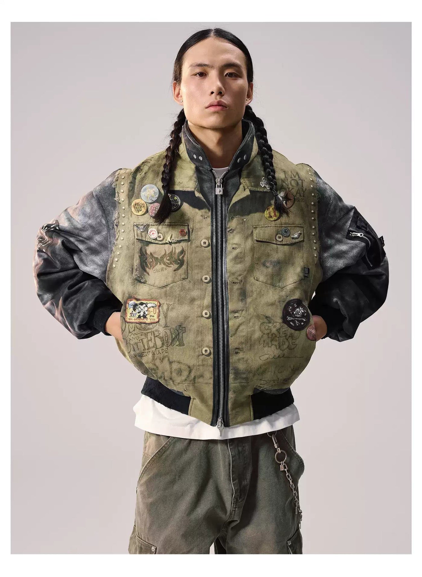 Spliced Sleeves Multi-Detail Jacket
