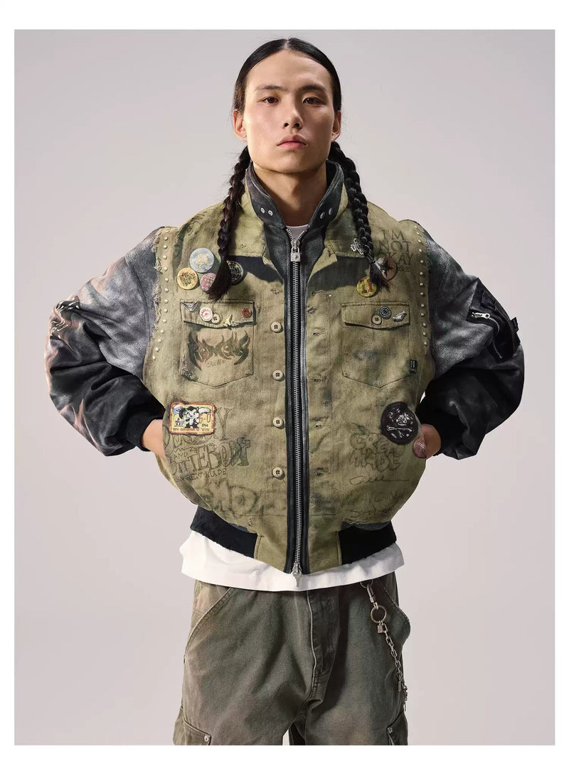 Spliced Sleeves Multi-Detail Jacket
