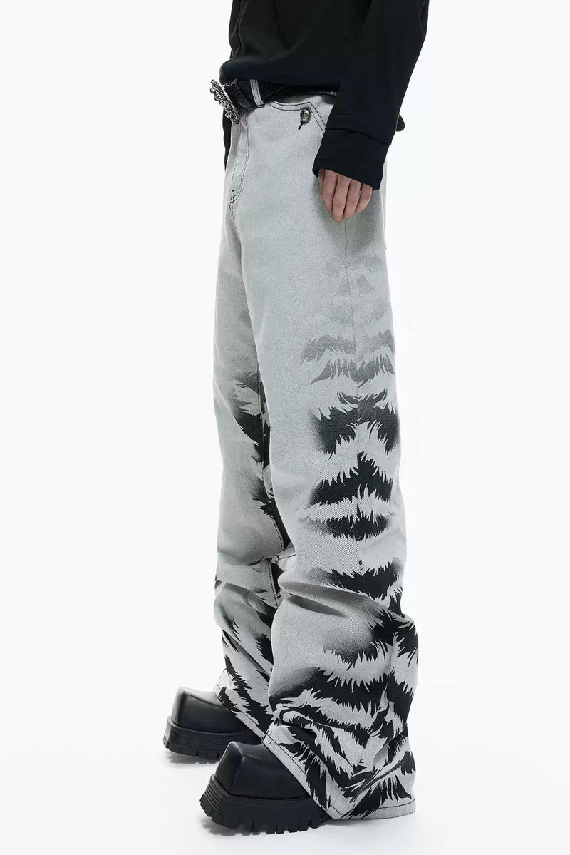 Washed Grunge Print Jeans