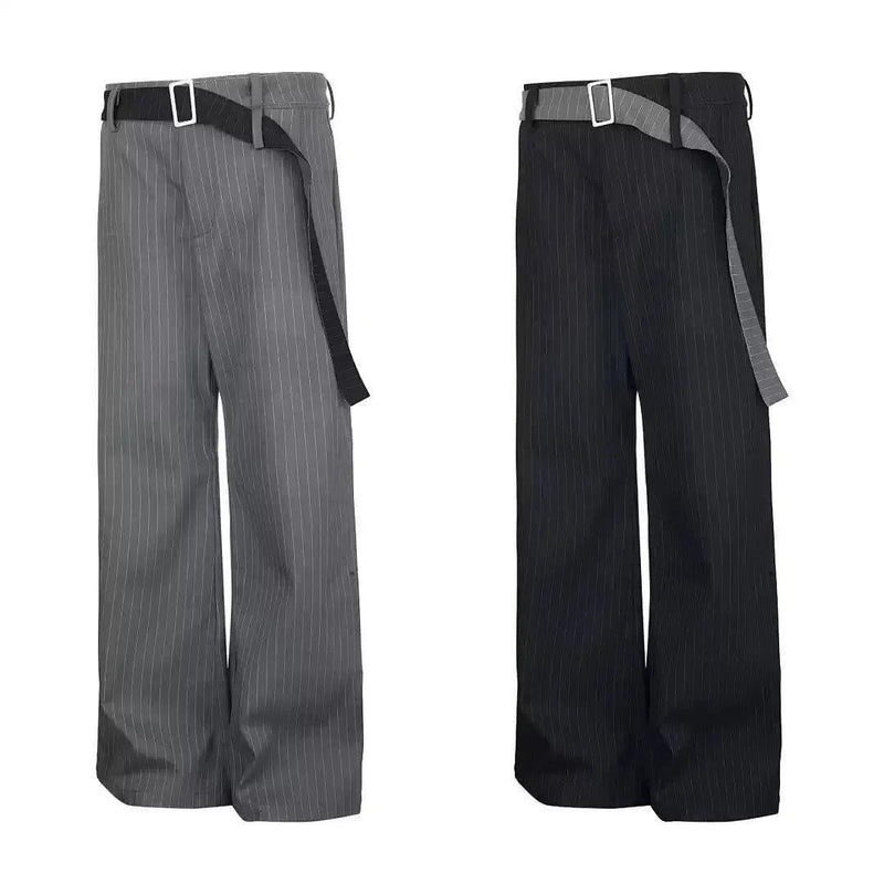 Subtle Striped Straight Leg Trousers