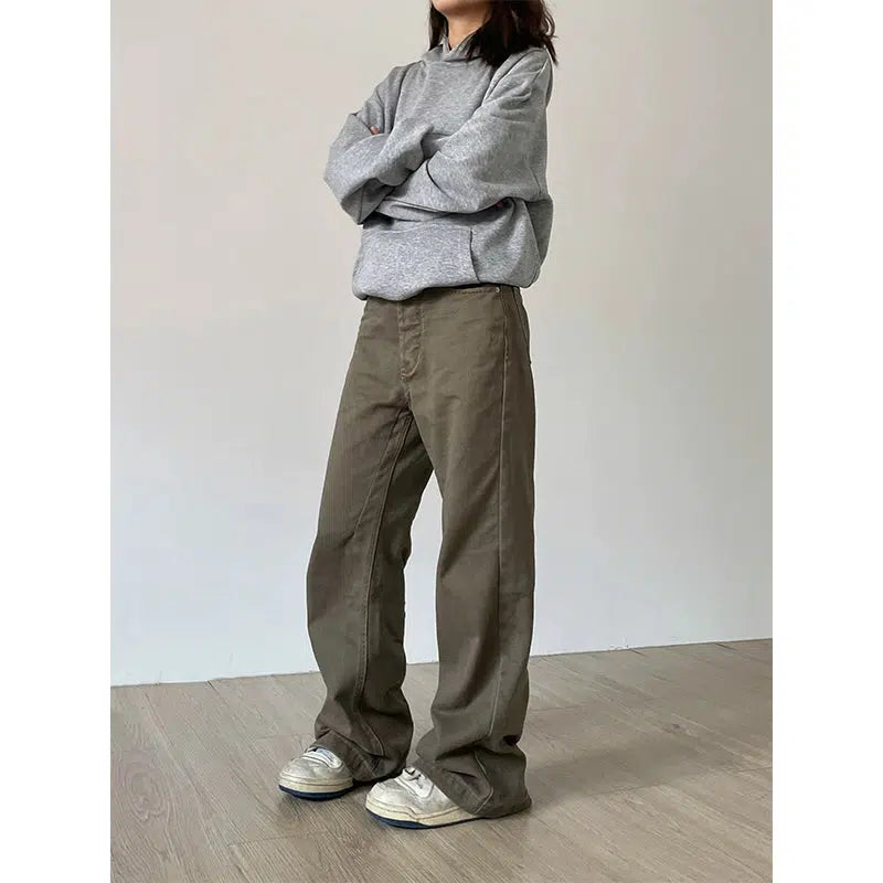 Washed Straight Loose Pants