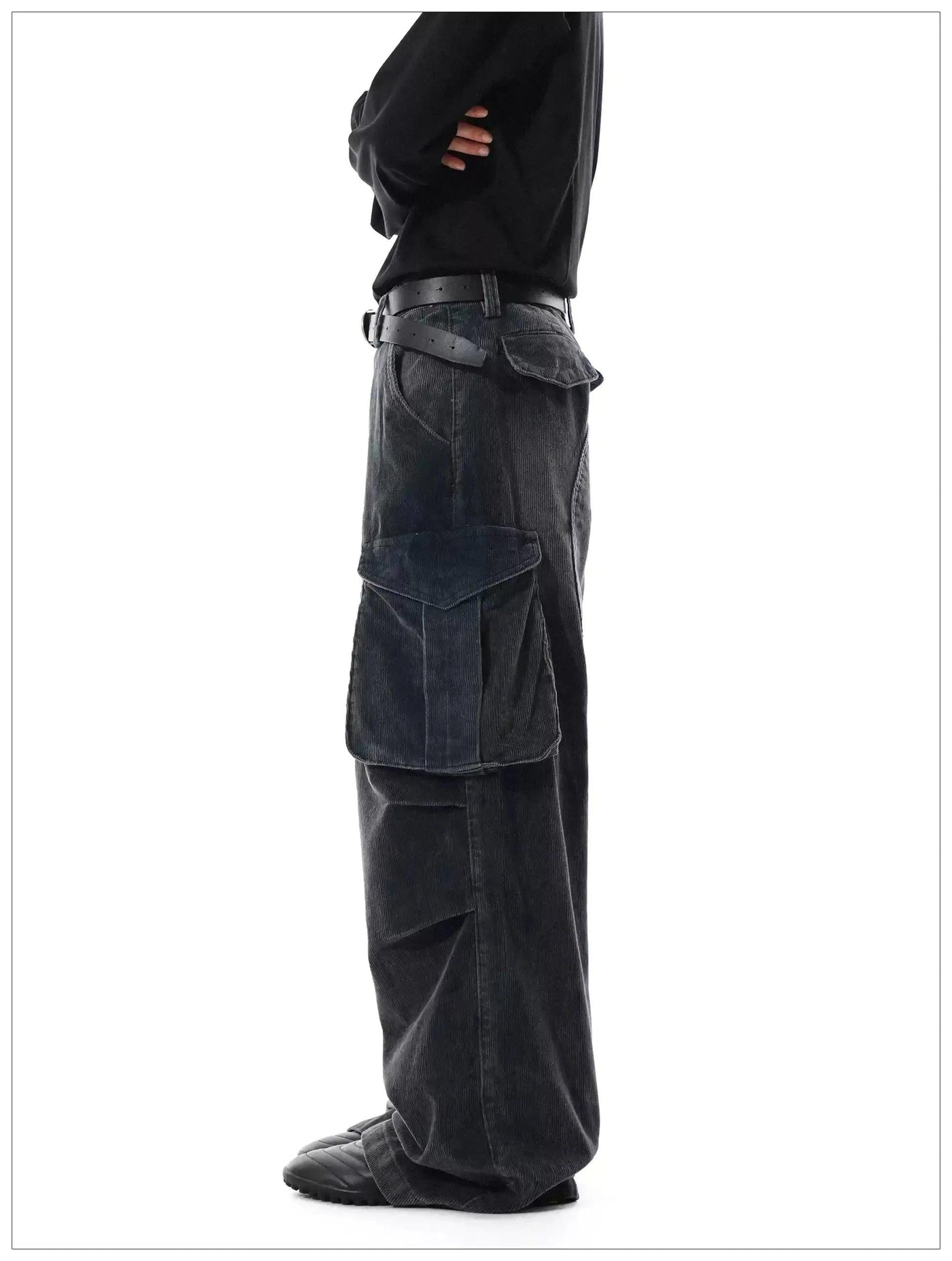 Washed Corduroy Cargo Jeans