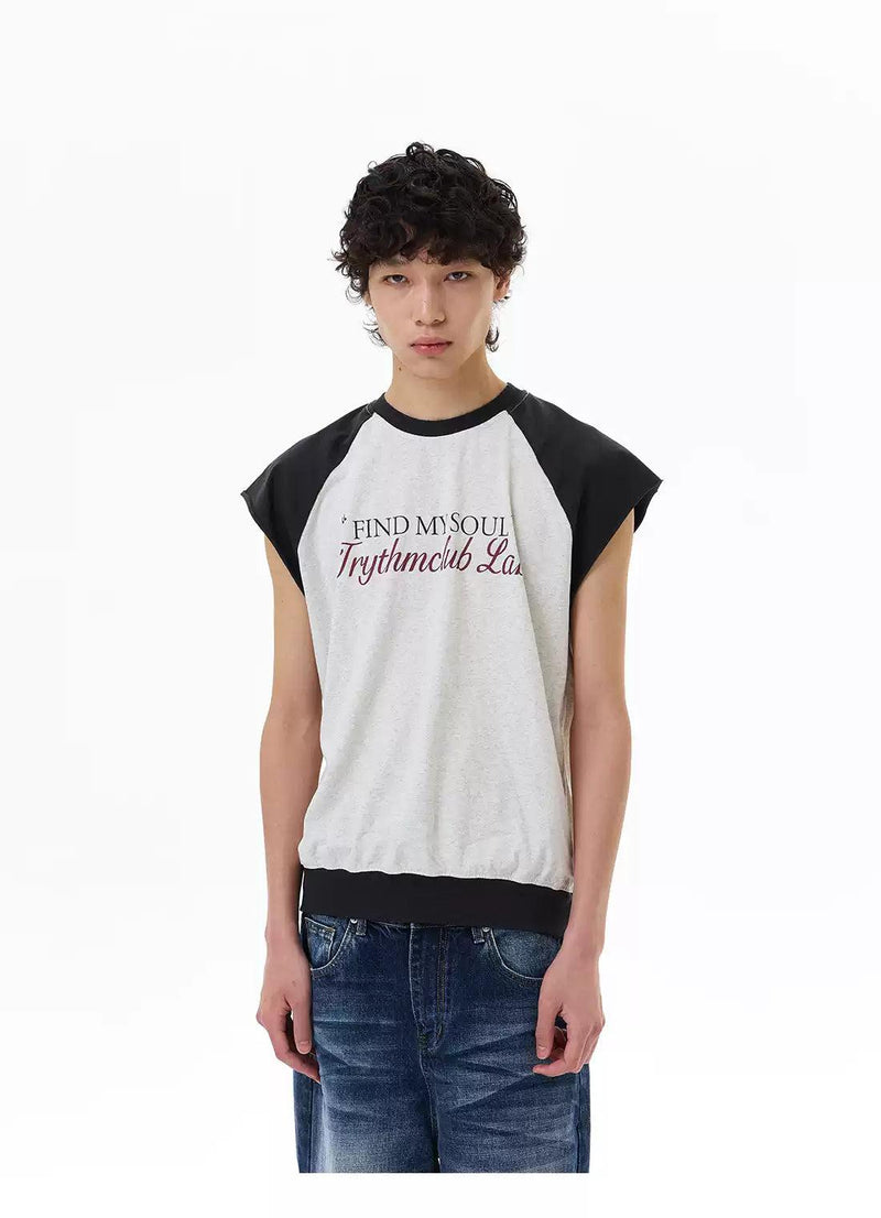Contrast Spliced Raglan T-Shirt