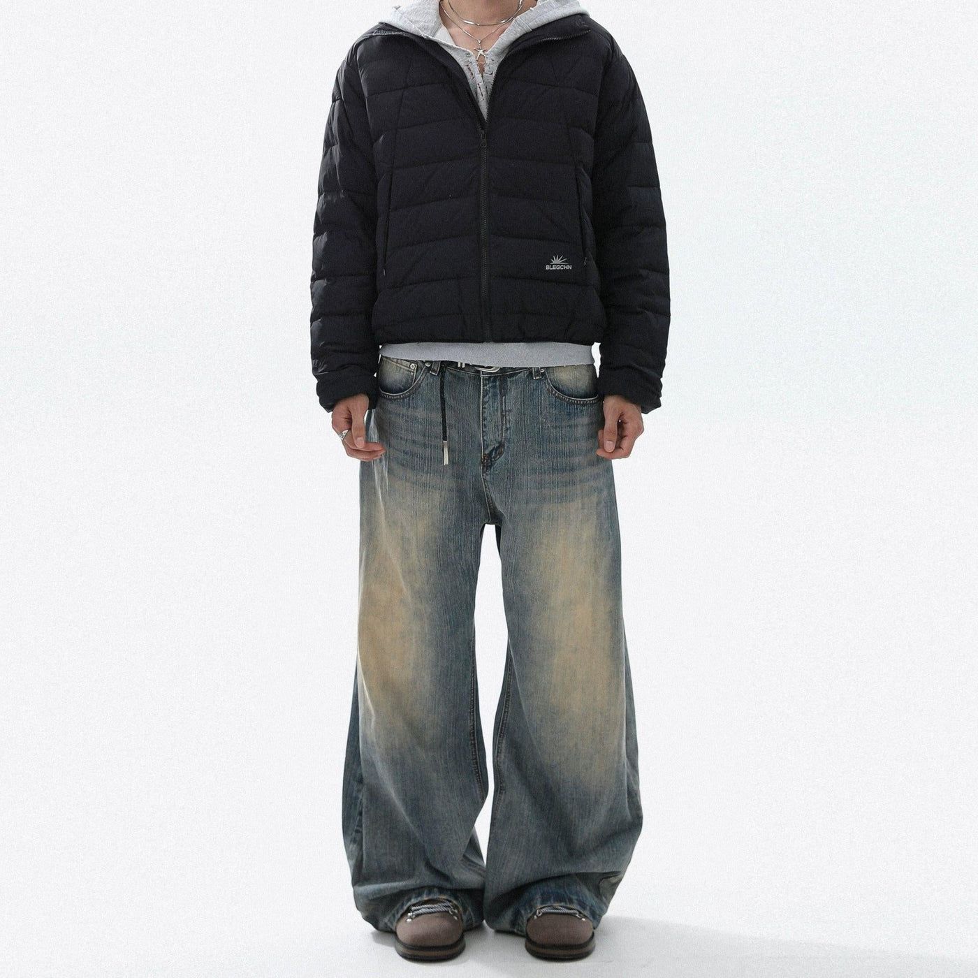 Washed Faded Straight Jeans