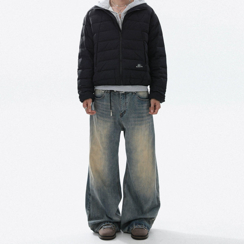 Washed Faded Straight Jeans