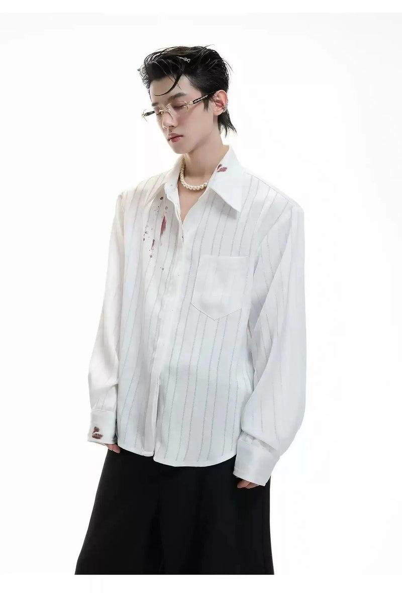 Line Textured Sheer Buttoned Shirt