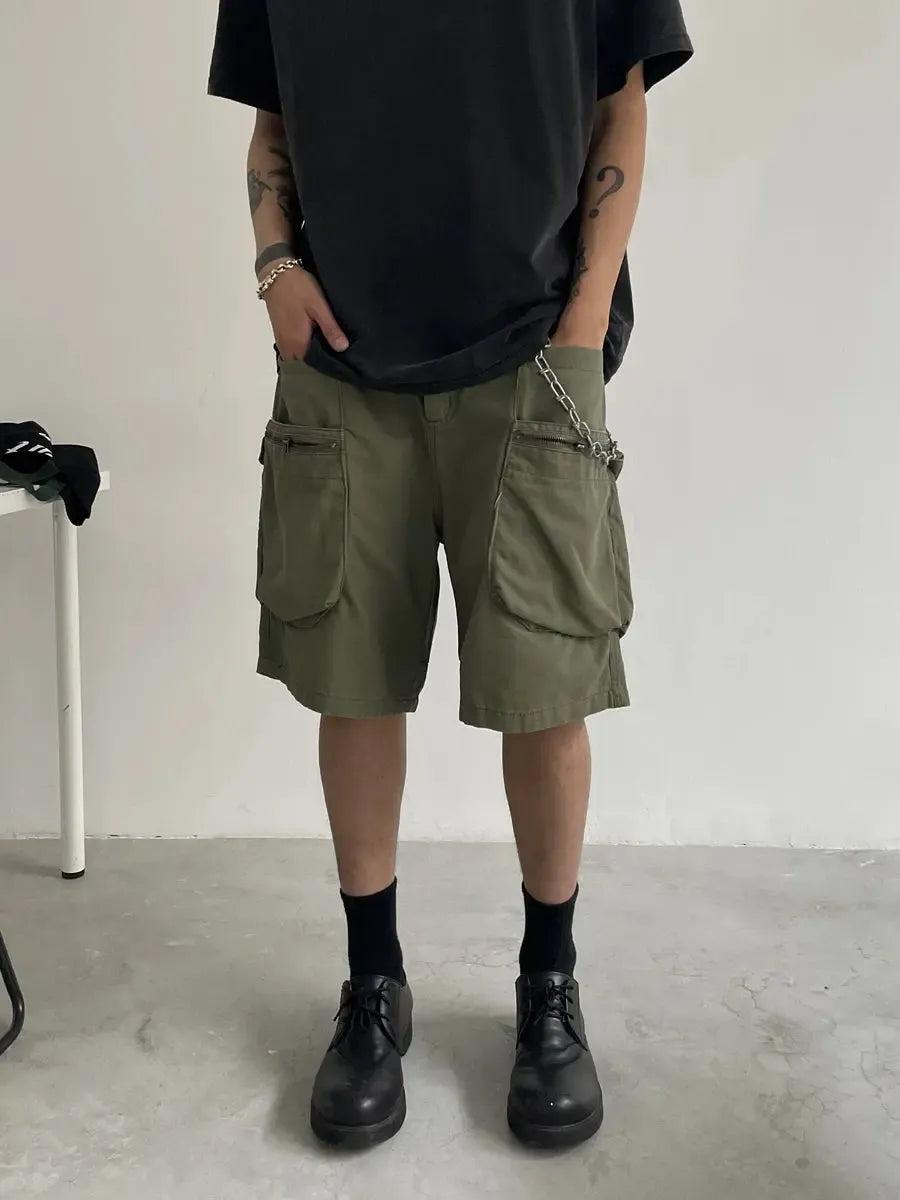 Vintage Washed Zip Pocket Cargo Shorts