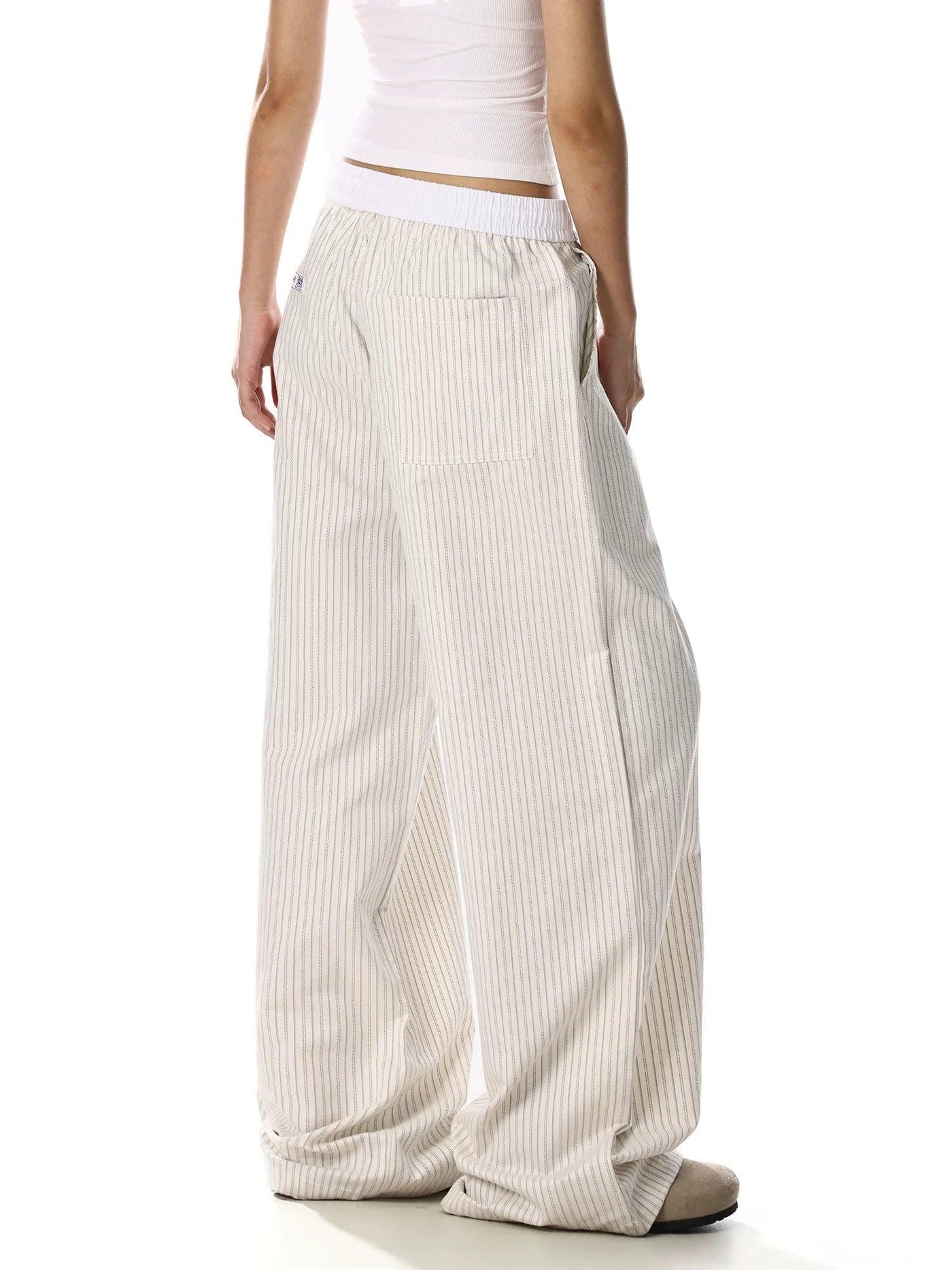 Paneled Striped Wide Pants