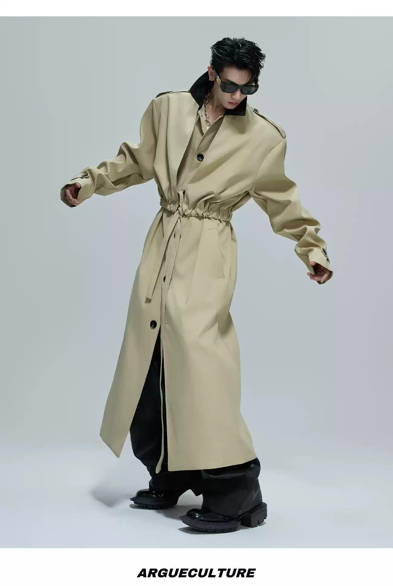 Cinched Waist Versatile Long Coat
