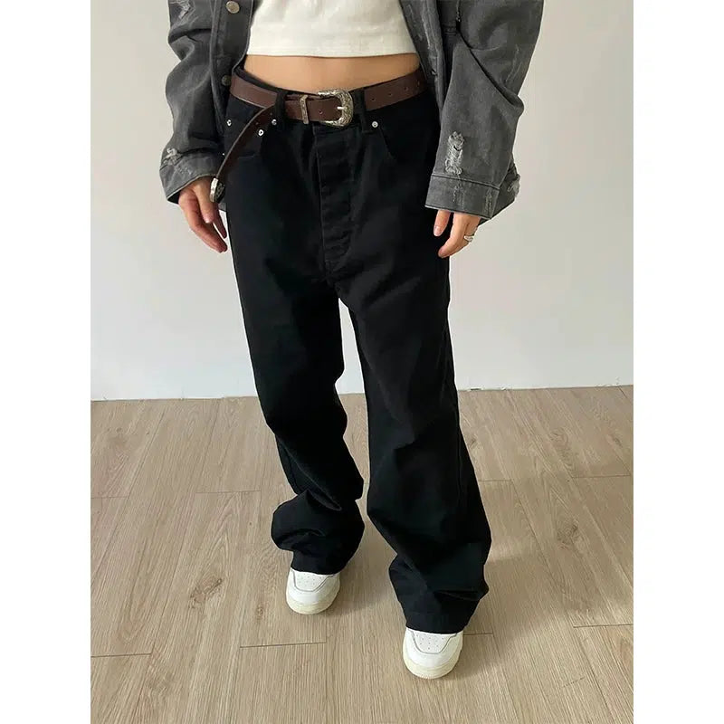 Washed Straight Loose Pants