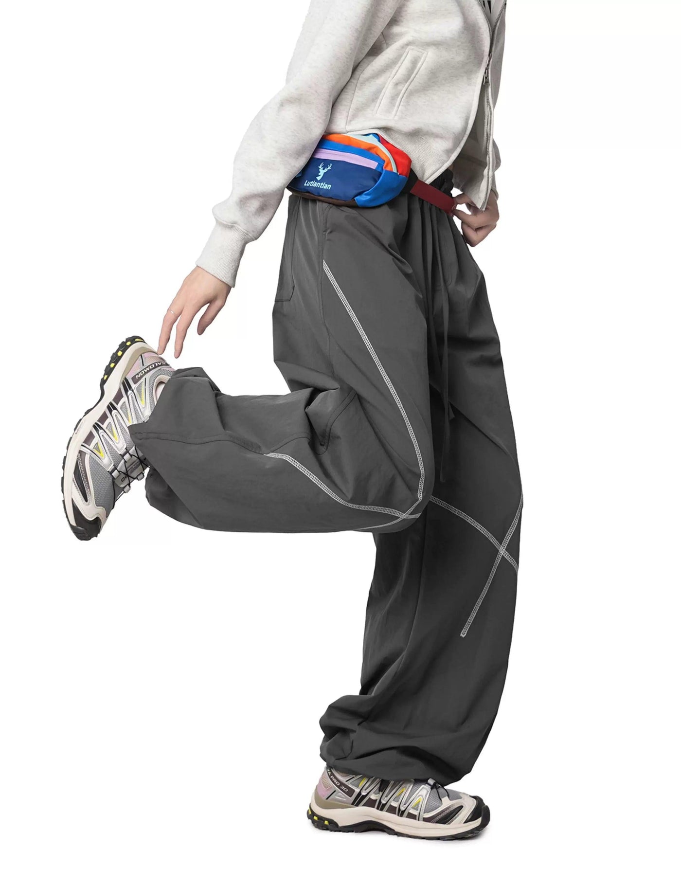 Coverstitched Wide Leg Track Pants