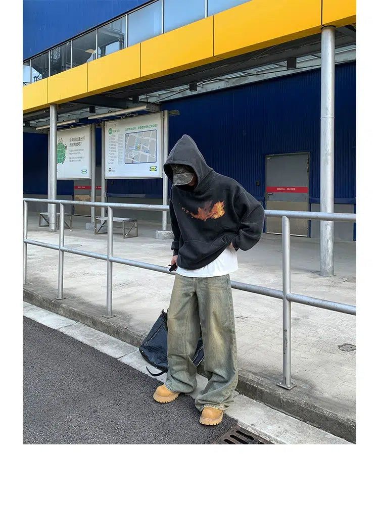 Washed Flame Graphic Hoodie