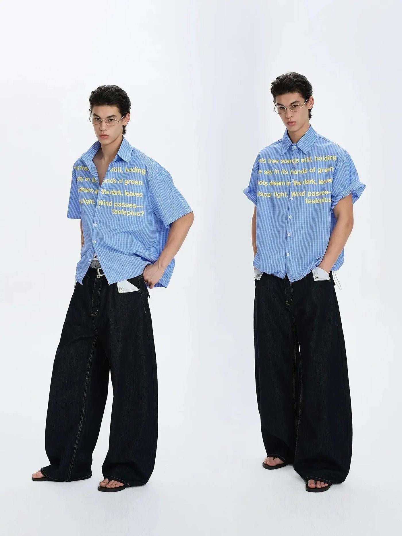 Raw Denim Wide Leg Jeans