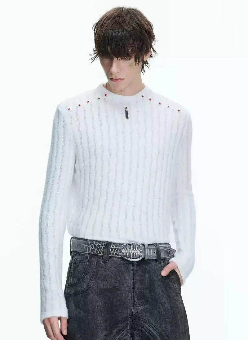 Red Rhinestone Slim Fit Sweater