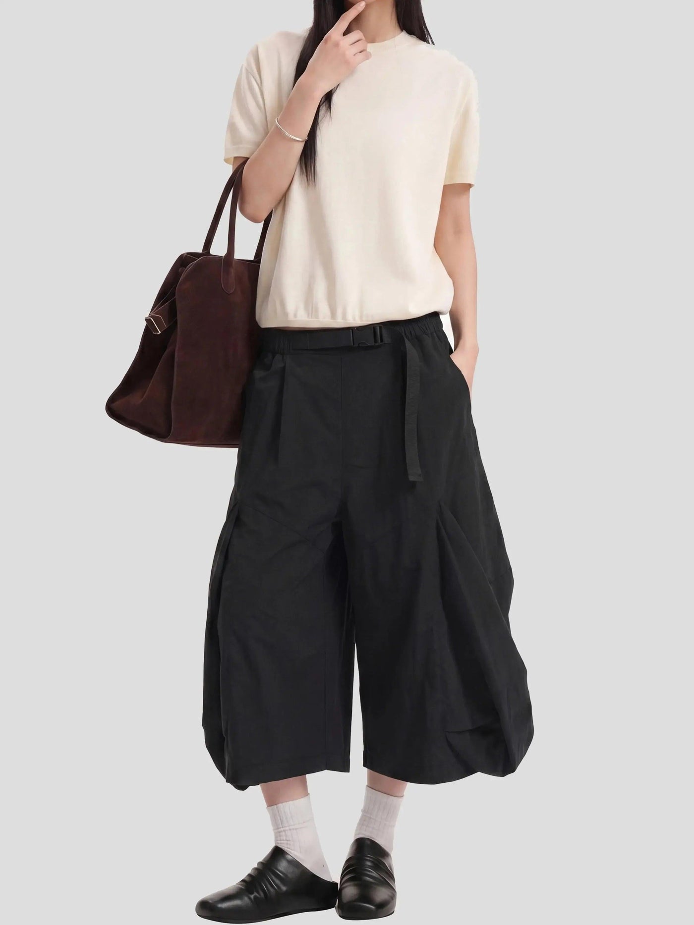 Drapey Wide Leg Cargo Shorts