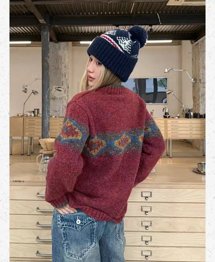 Cozy Fair Isle V-Neck Sweater