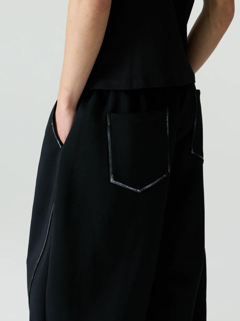 Contrast Seam Wide Leg Sweatpants