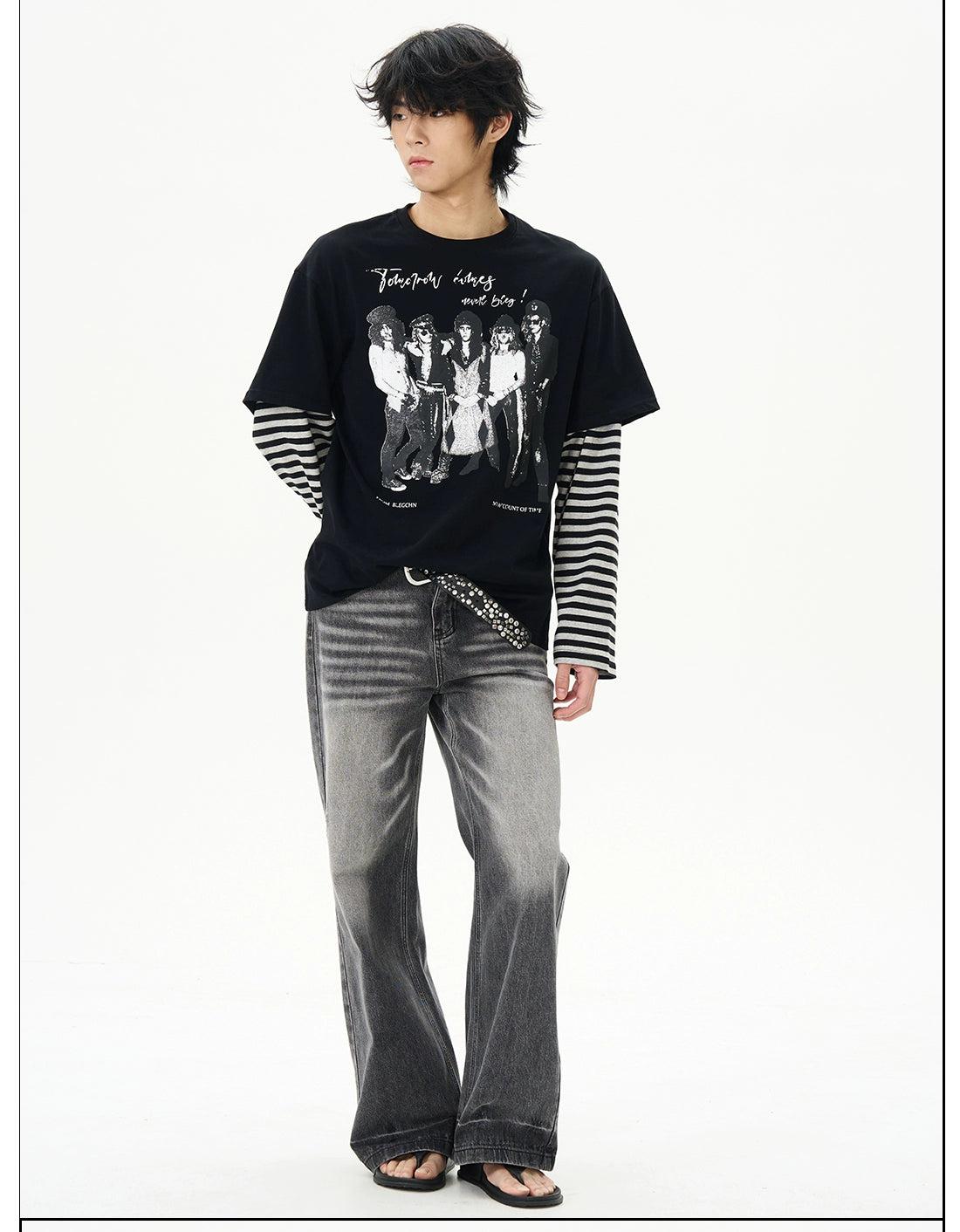 Striped Band Graphic Long Sleeve T-Shirt