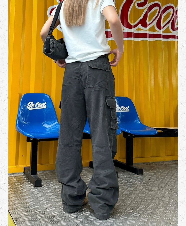 Side Pocket Washed Cargo Pants