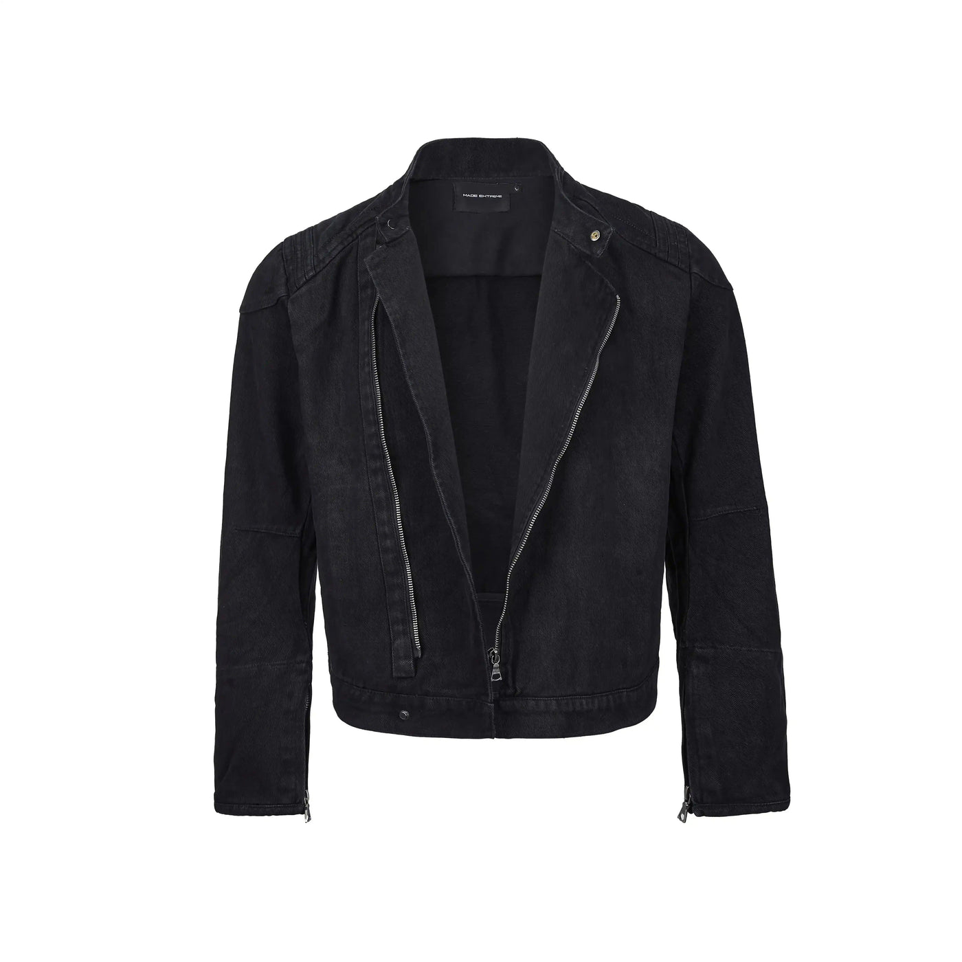 Side Zipped Structured Denim Jacket