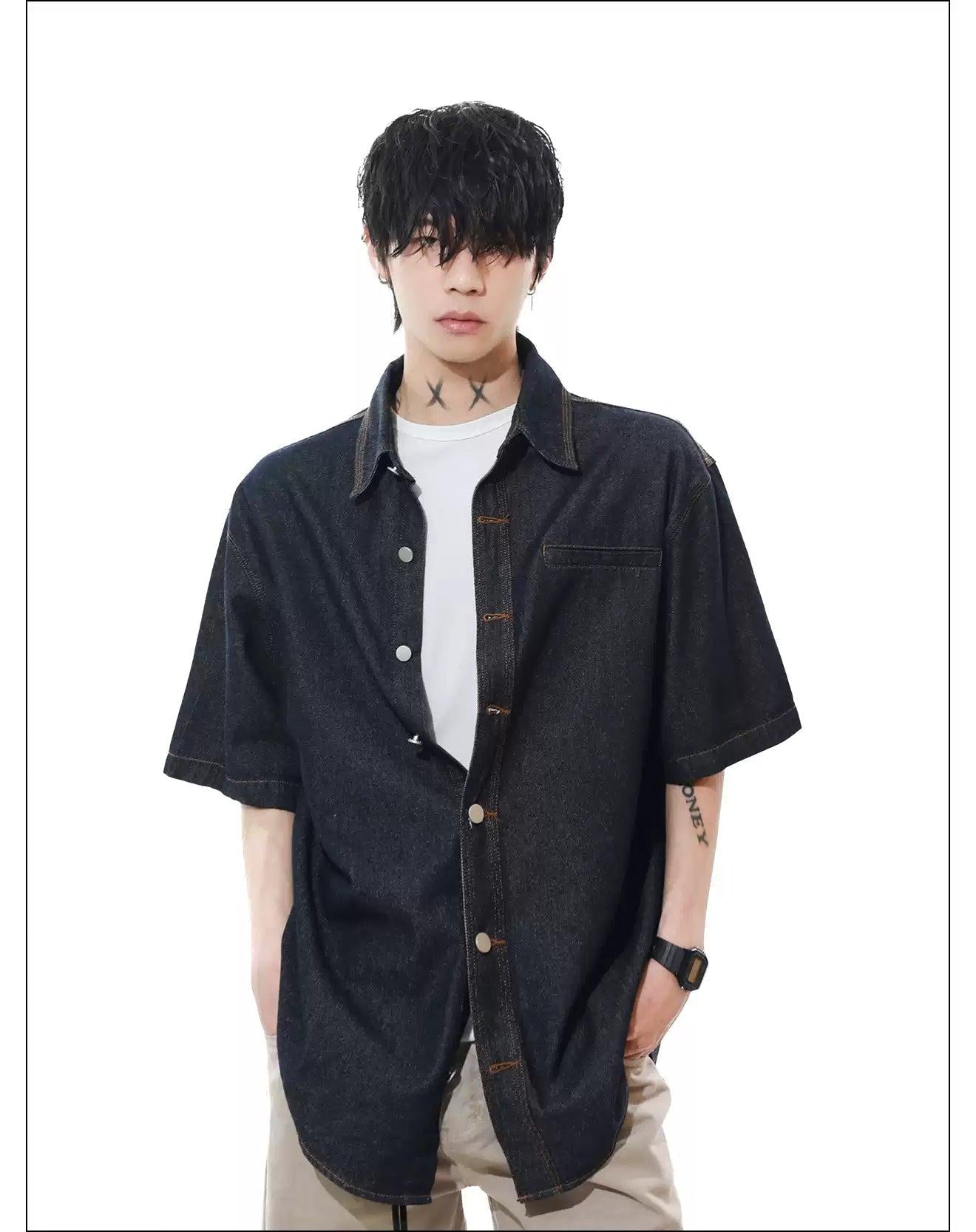 Neat Regular Fit Denim Shirt