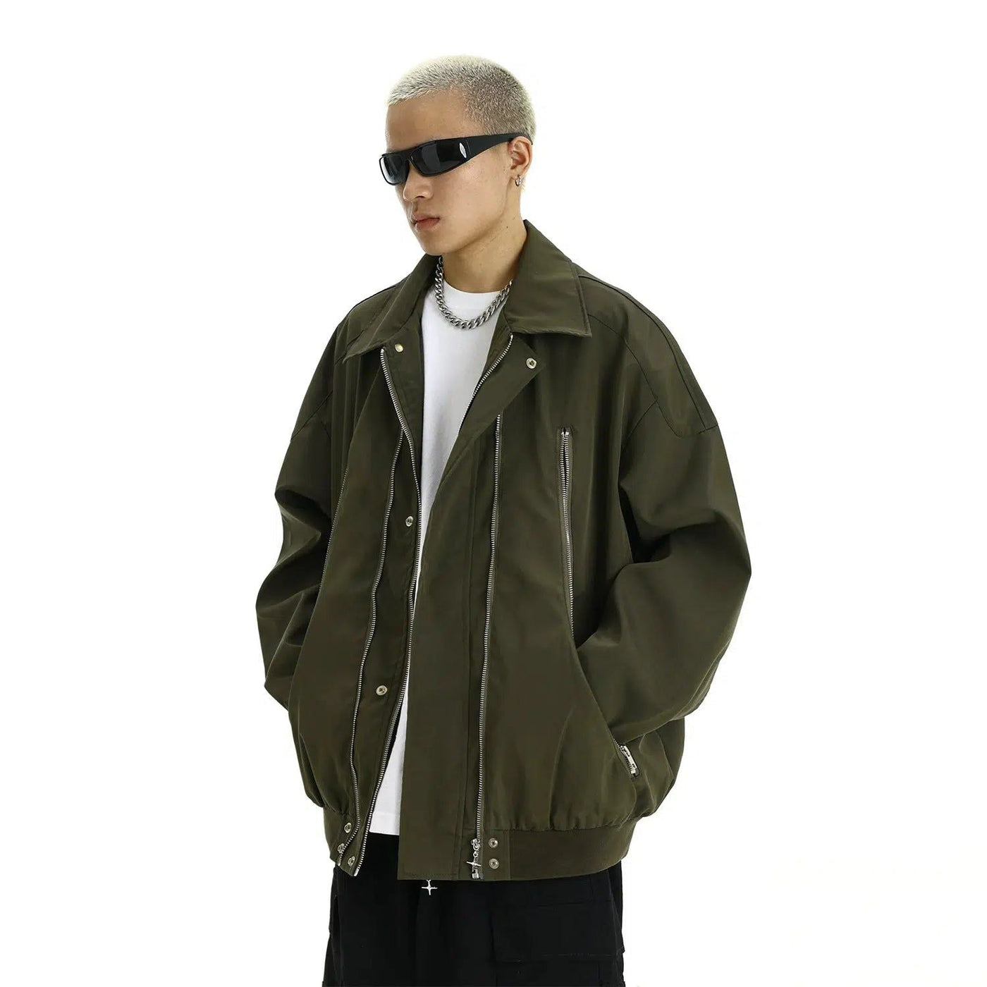 Multi-Zip Collared Jacket