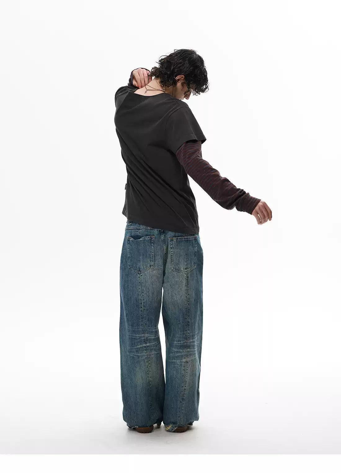 Side Line Buttoned Layered Long Sleeve T-Shirt