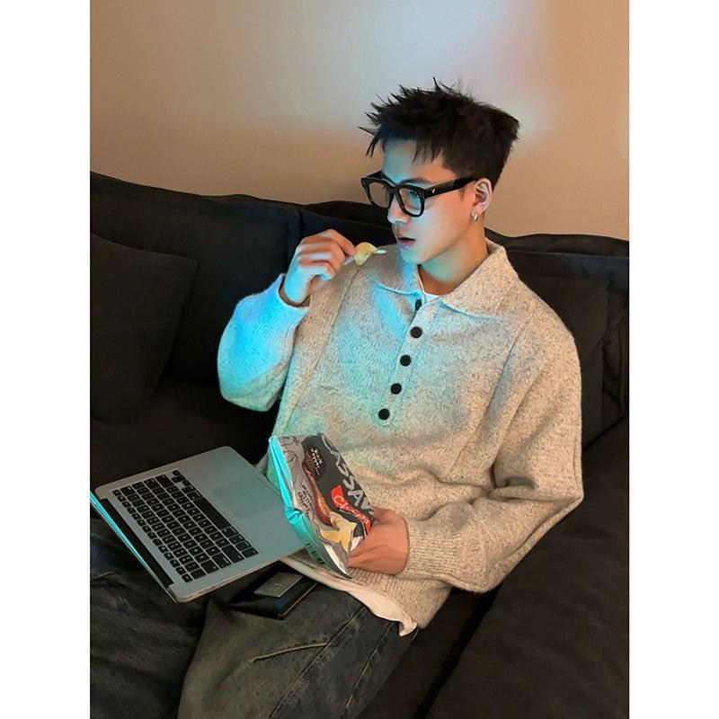 Half-Buttoned Polo Sweater