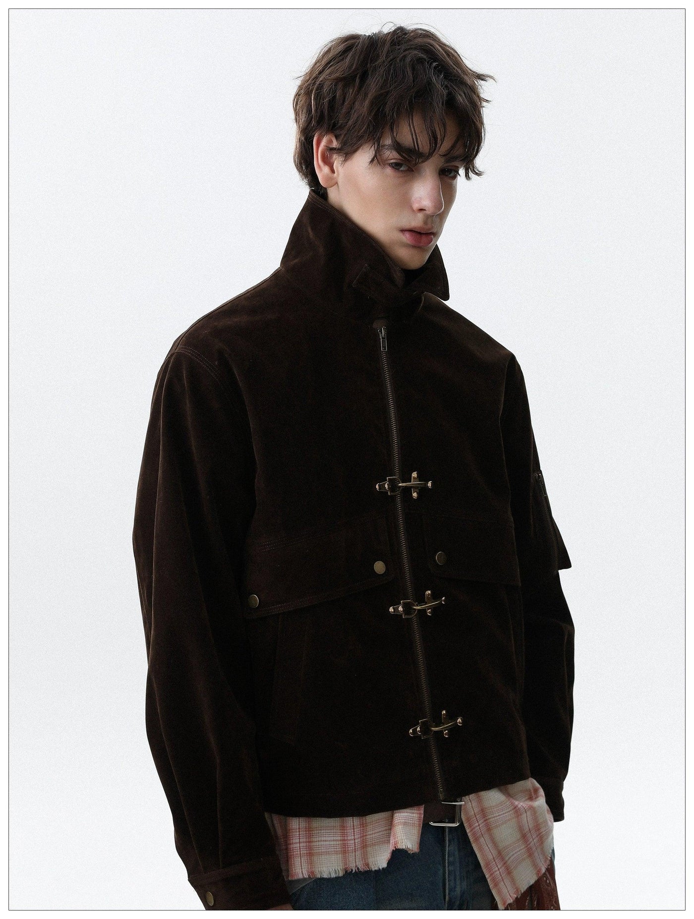 Micro Suede Fireman Clasp Jacket