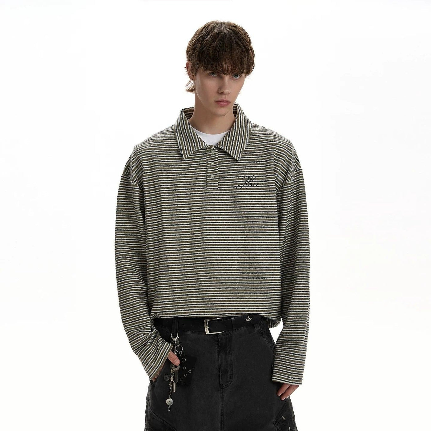 Striped Boxy L/S Polo