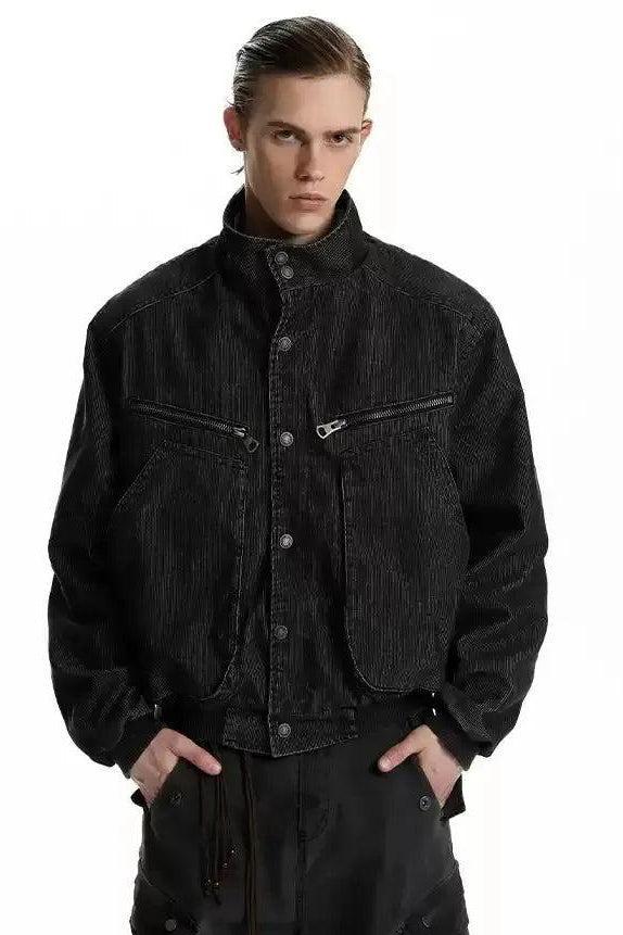 Embossed Big Pockets Denim Jacket