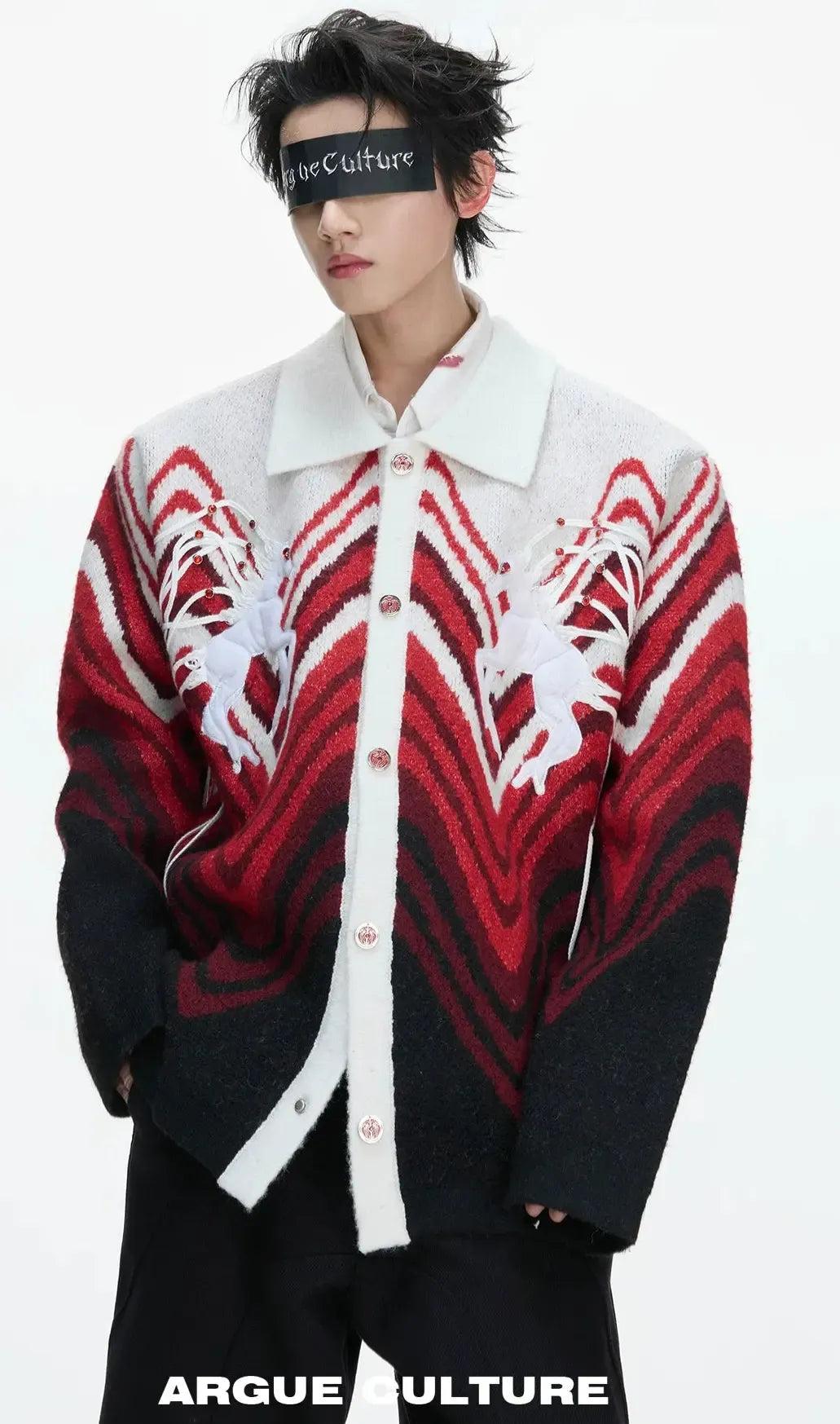 Swirl Color Lines Knit Cardigan