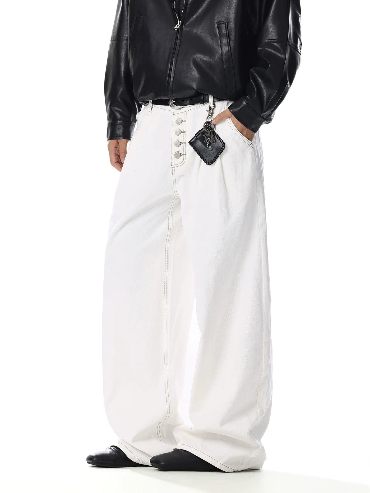Five-Buttoned Wide Leg Pants
