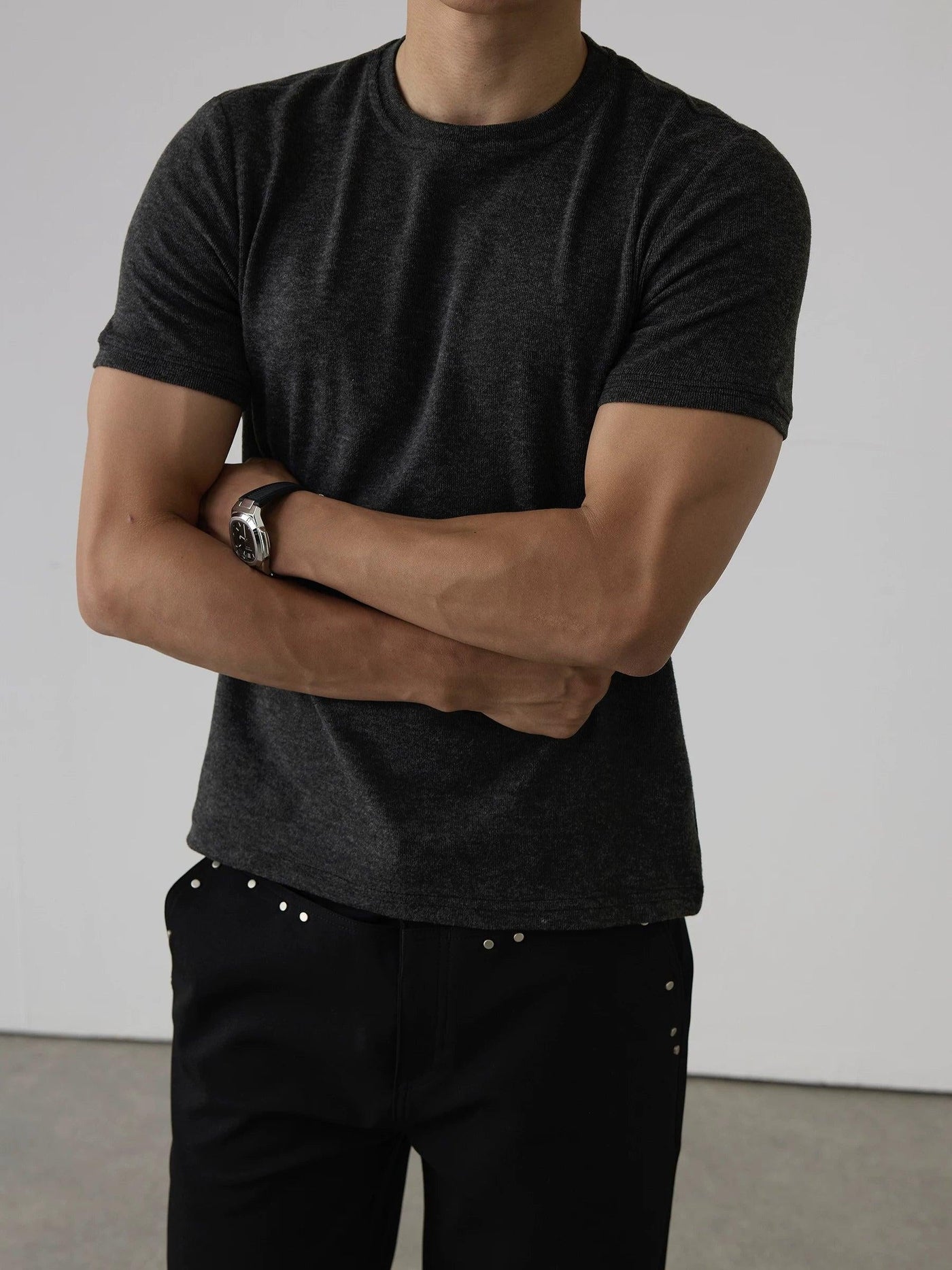 Faded Heathered Structured T-Shirt