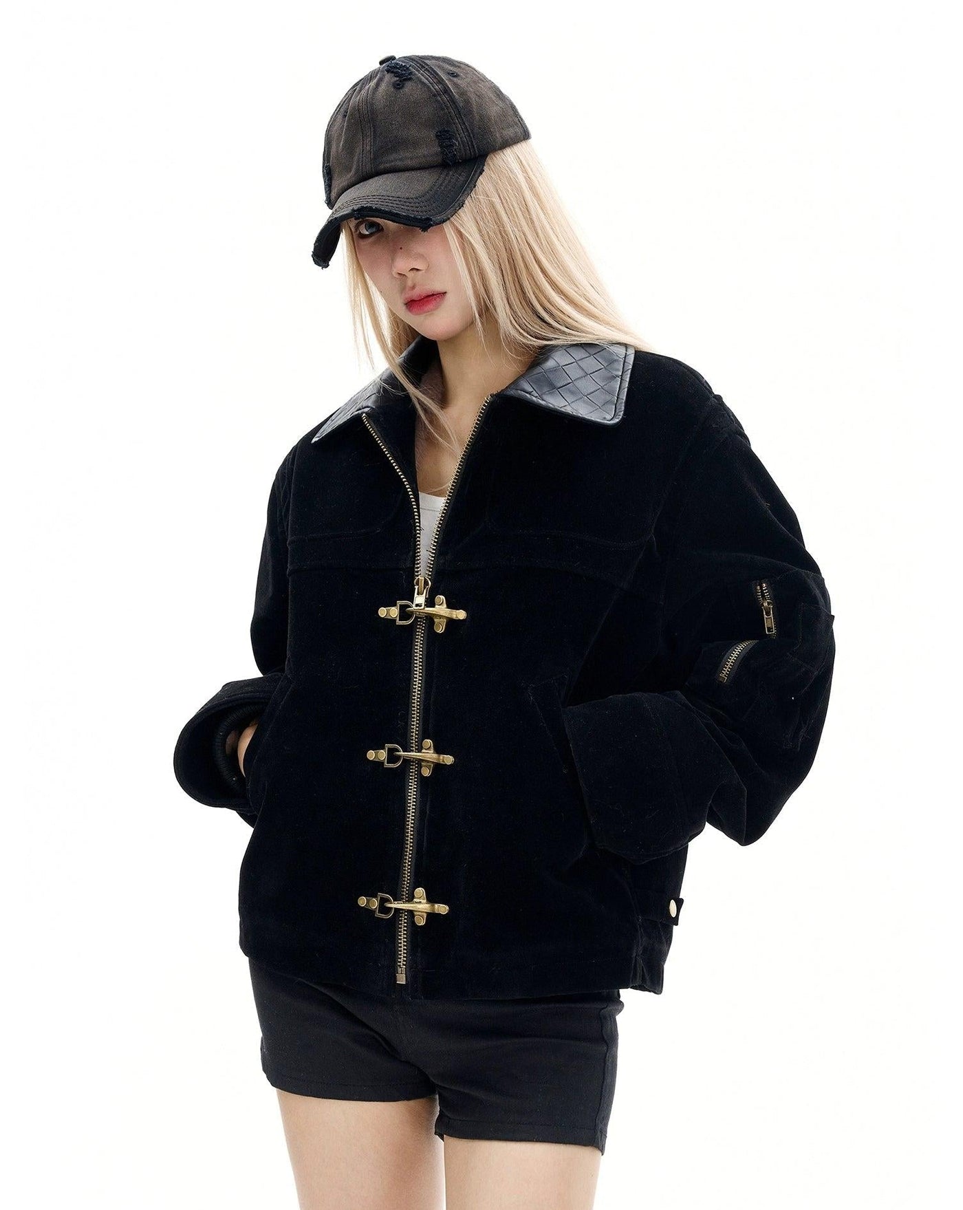 Woven Collar Fireman Clasp Jacket