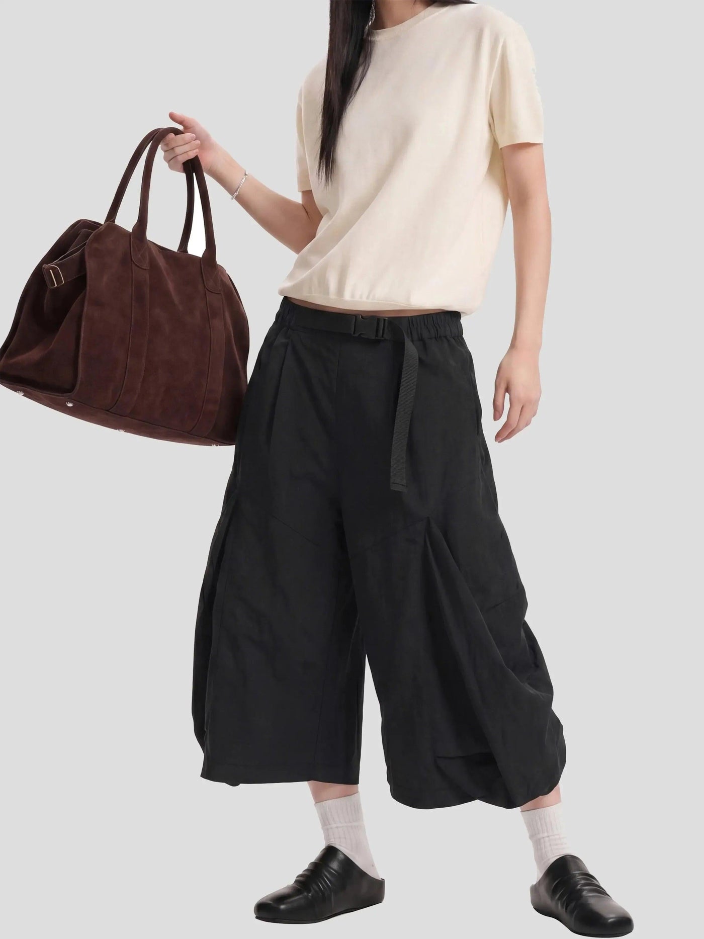 Drapey Wide Leg Cargo Shorts