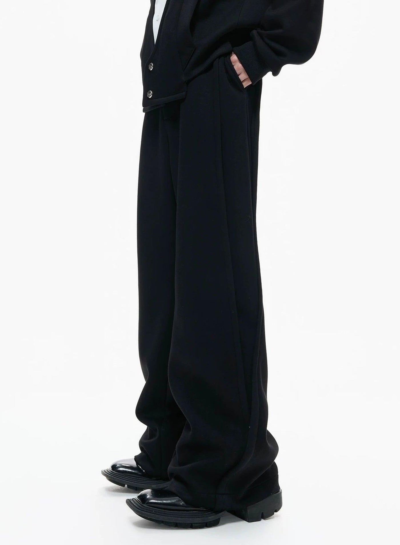 Shirt Layered Cardigan & Structured Sweatpants Set