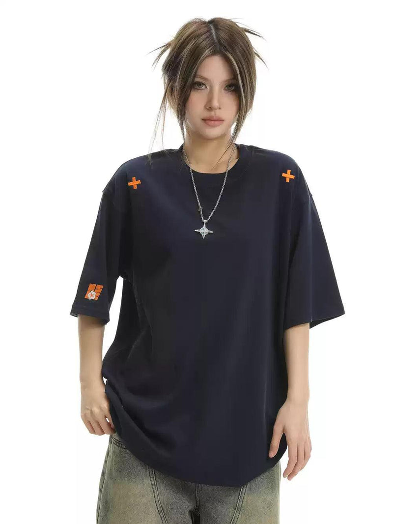 Contrast Logo Embroidery T-Shirt