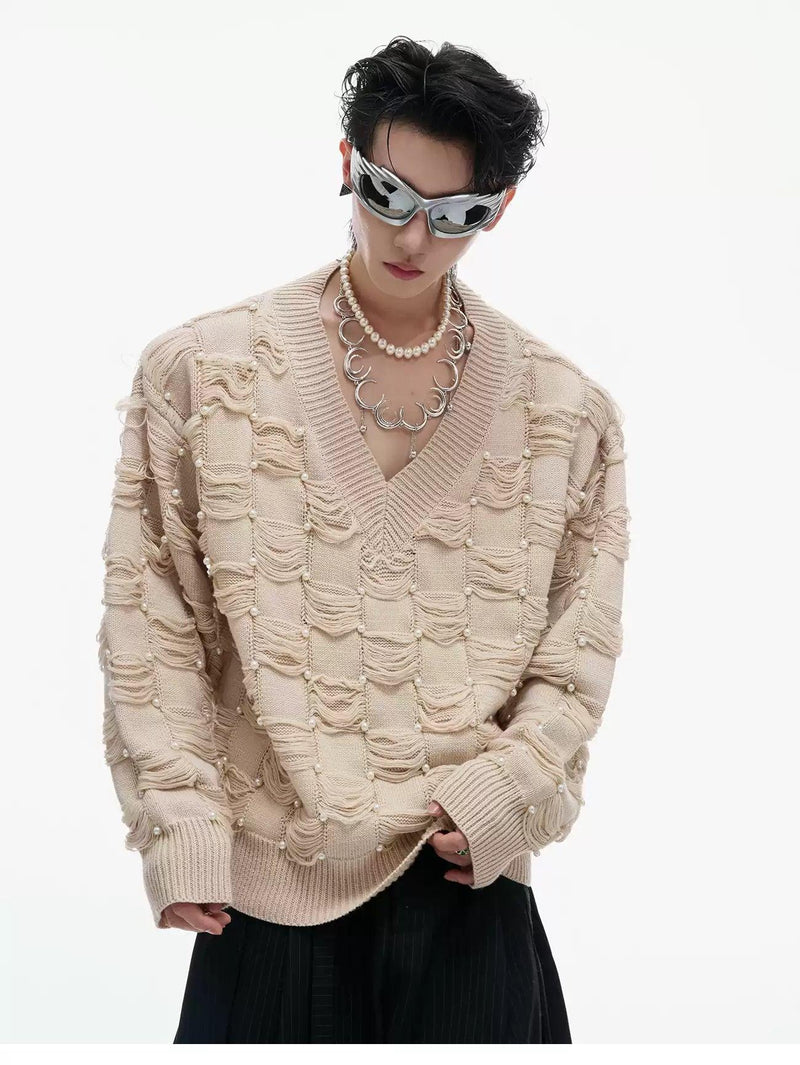 Distressed Threads Patterned Sweater
