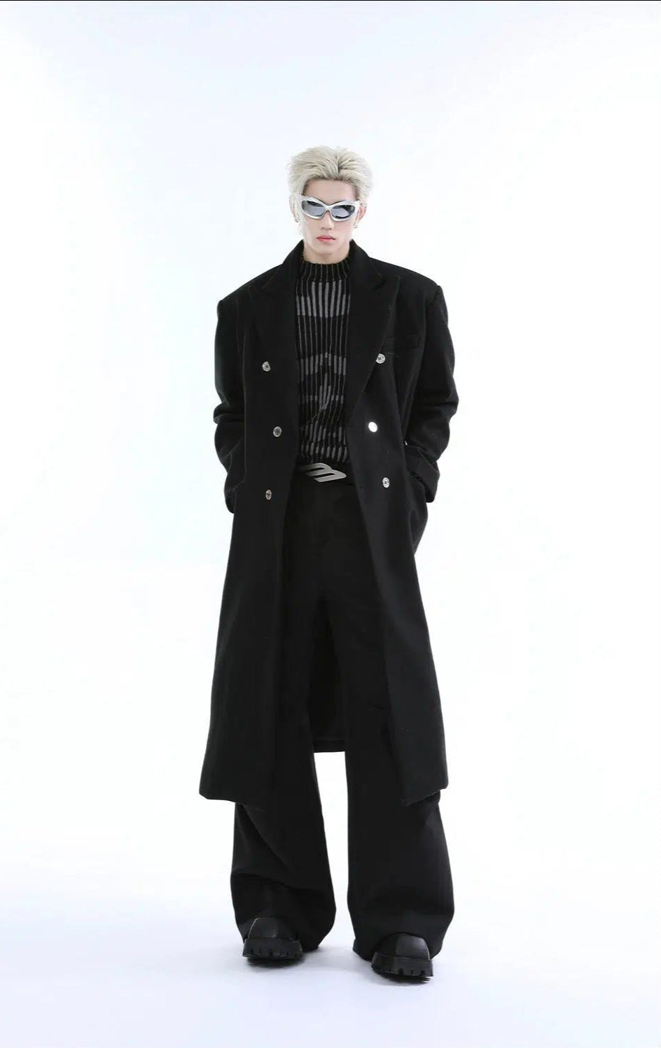 Structured Double-Breasted Long Coat